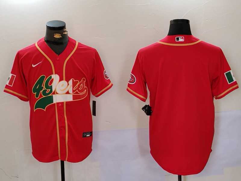 Mens San Francisco 49ers Red With Patch Cool Base Stitched Baseball Jersey->san francisco 49ers->NFL Jersey